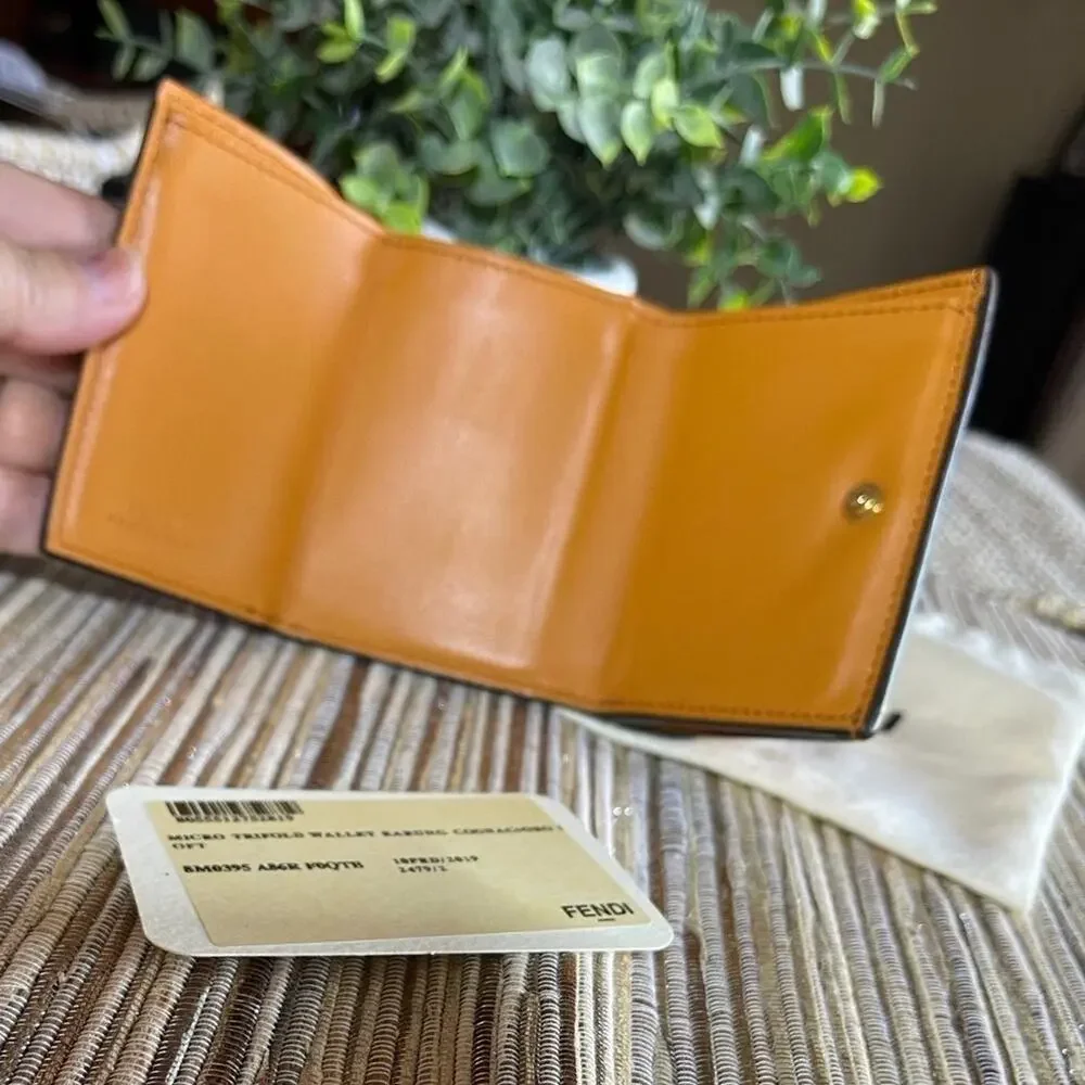 Fendi micro tri-fold Wallet karung snakeskin cognac w/dustbag *RARE